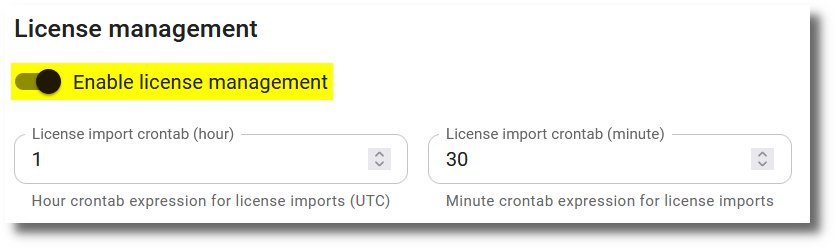 License management configuration