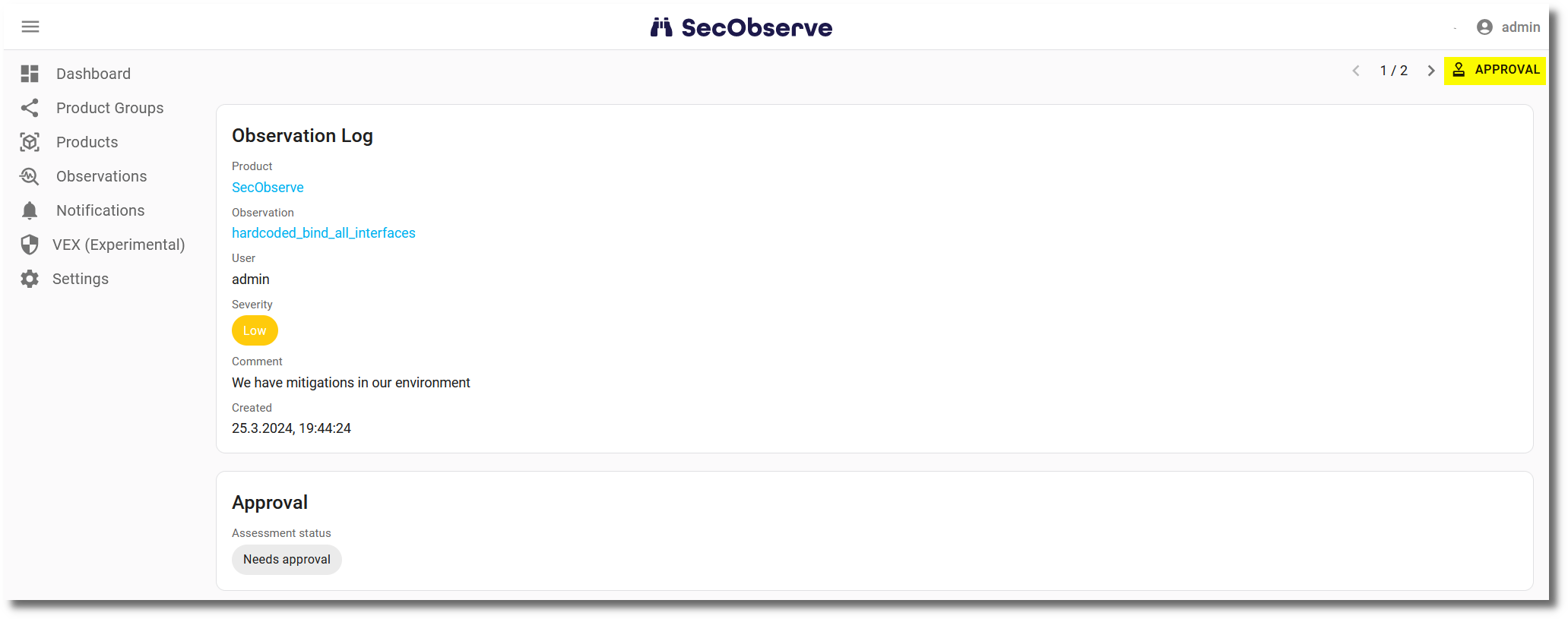 Show observation log