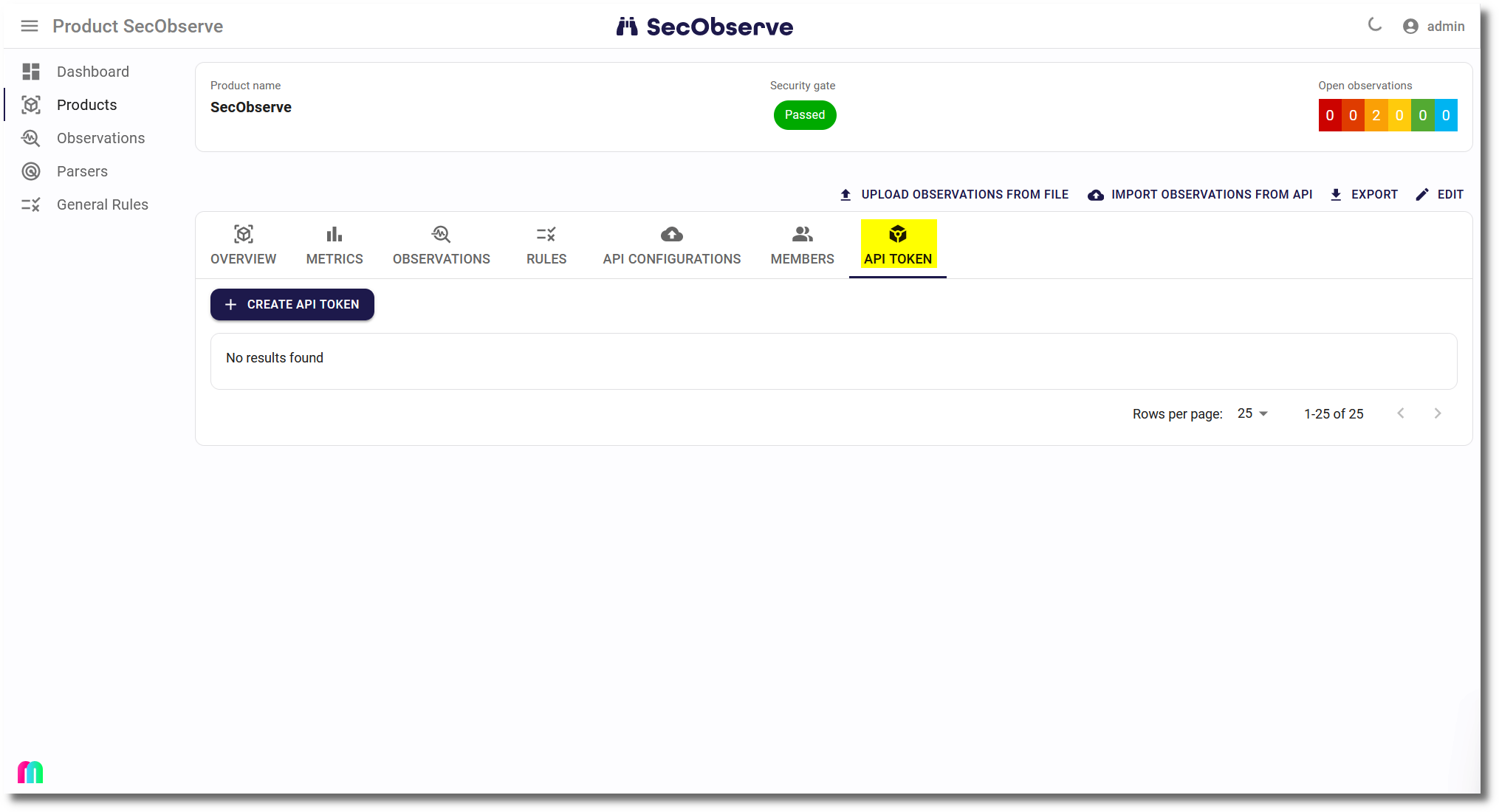 Create product API token 1