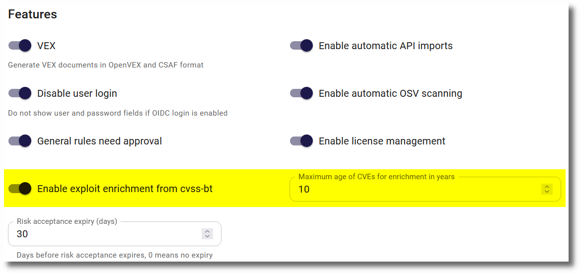 Settings exploit information import
