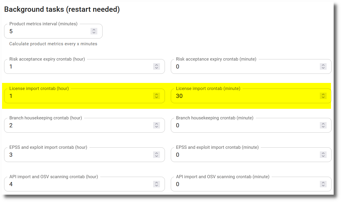 SPDX license import configuration