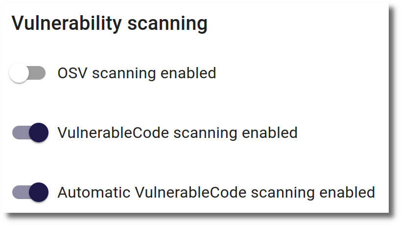 VulnerableCode scanning settings