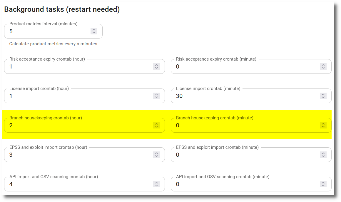 Settings housekeeping
